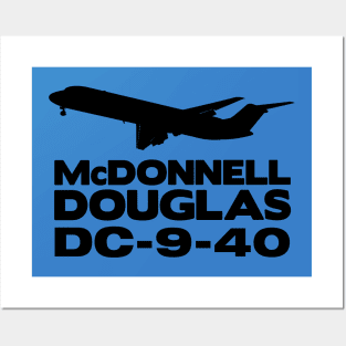 McDonnell Douglas DC-9-40 Silhouette Print (Black) Posters and Art